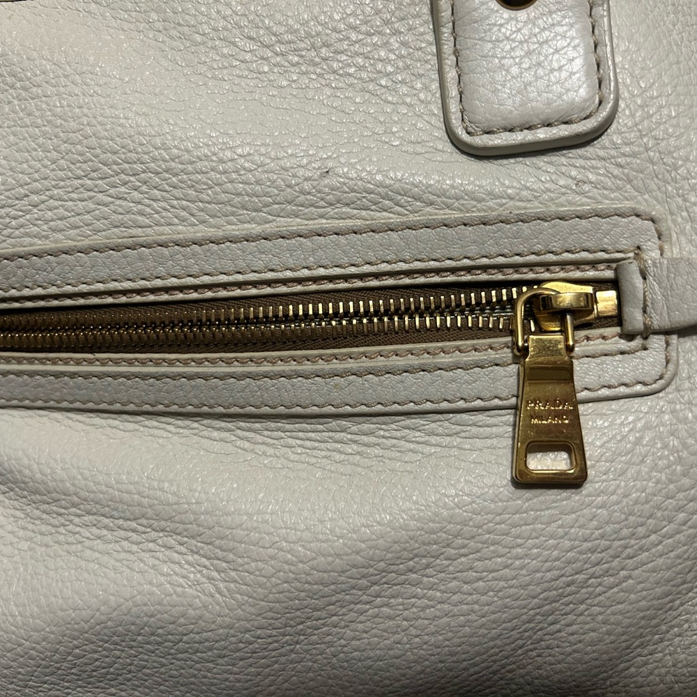 Prada Cream Leather Satchel with Gold-Tone Hardware - Picture 3 of 6